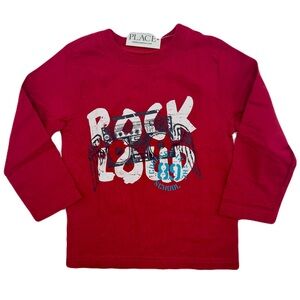 THE CHILDREN’S PLACE Red ‘Rock Out Loud’ Boombox Graphic Long Sleeve Shirt NWT